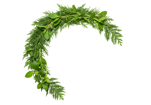 Botanical crescent green foliage arrangement nature background design element