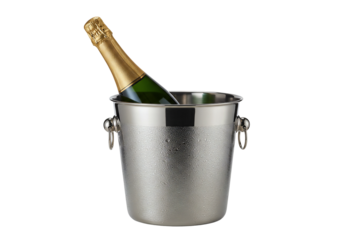 Bottle in silver ice bucket studio shot beverage still life celebration