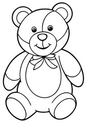 Obraz premium Smiling teddy bear, sitting, simple design. 