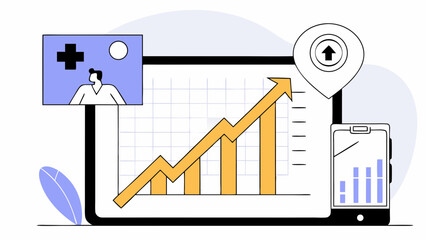 Growing healthcare statistics displayed on digital devices.
