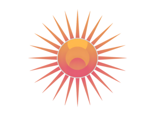 Radiant gradient sun with pointed rays, a symbol of warmth, energy