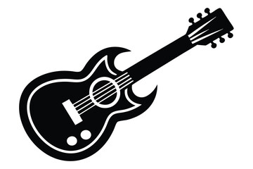 Fototapeta premium Black Acoustic Guitar Illustration with Unique Body and Sound Hole Design Graphic