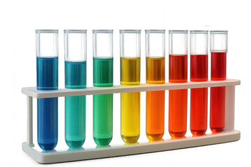 Set of Colorful Test Tubes in Laboratory Rack
