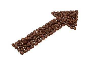 Coffee bean arrow pointing upward symbolizing growth