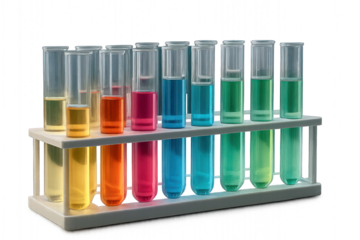 Set of Colorful Test Tubes in Laboratory Rack