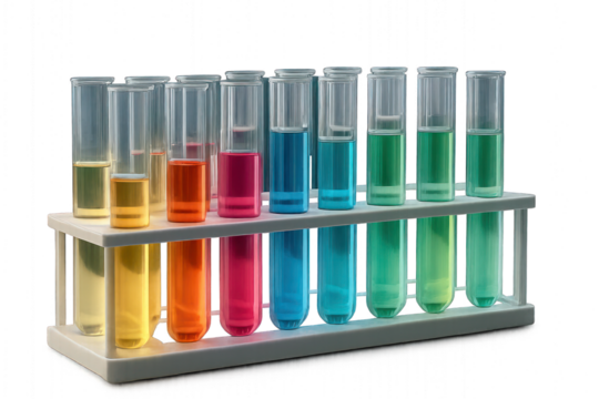 Set of Colorful Test Tubes in Laboratory Rack - Powered by Adobe