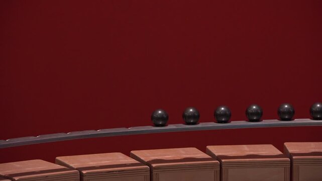 Swinging pendulum rotates slowly with earth 4k