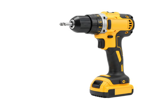 Cordless power drill for construction and diy projects on transparent background