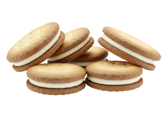 Cream filled sandwich cookies golden brown biscuits sweet snack dessert treat