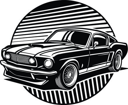 silhouette of a minimal car side view black and white automotive illustration vector
