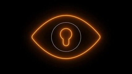 Glowing neon line man eye icon with privacy lock concept. Cyber security concept, cybersecurity, secure access to user's personal information for lock and security system. - Powered by Adobe