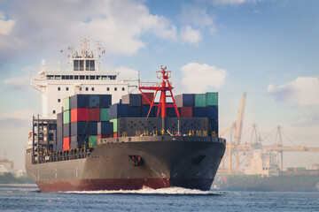 Vibrant Shipping Scene Professional container cargo ship carrying commercial container Shipping Concept