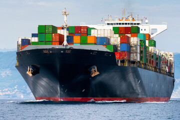 Vibrant Shipping Scene Professional container cargo ship carrying commercial container Shipping Concept
