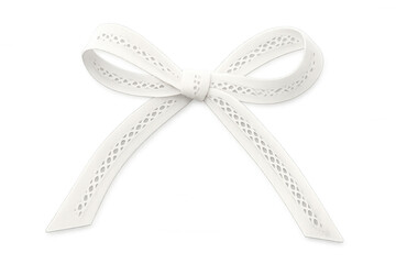 White lace ribbon tied in a bow isolated on a transparent background, perfect for adding a touch of elegance to designs