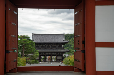 Ninnaji temple from one of its gates, Kyoto, Japan