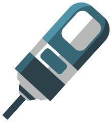 Pencil sharpener illustration with blue and gray body in clean flat vector style for stationery school office supplies and educational design themes