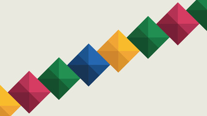 Obraz premium A diagonal row of colorful diamond shapes against a light background creating a geometric pattern art