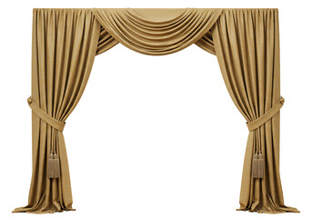 Elegant draped curtains frame isolated background decorative element