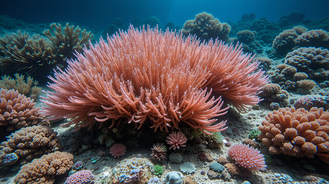 Algas, coral y troncos