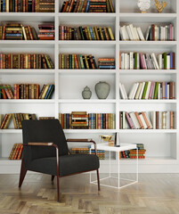 Large luxury modern bright interiors Living room mockup illustration 3D rendering image
