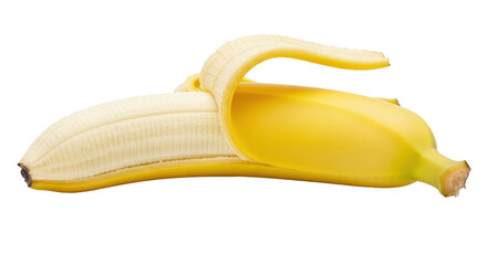 Isolated Half Peeled Banana
