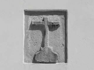 Latin cross embedded in the wall, the longitudinal beam symbolizes connection between God and man,...