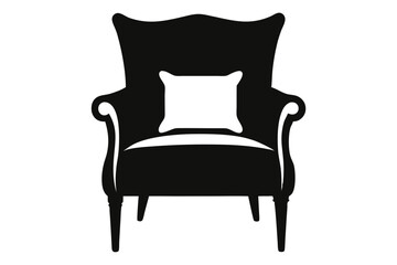 Silhouette of Wingback Chair with Pillow Elegant Furniture Design Illustration