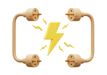Isolated High Voltage Electricity Plug with Lightning Bolt