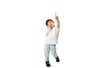 Boy with Magnifying Glass, PNG, isolated on transparent Background