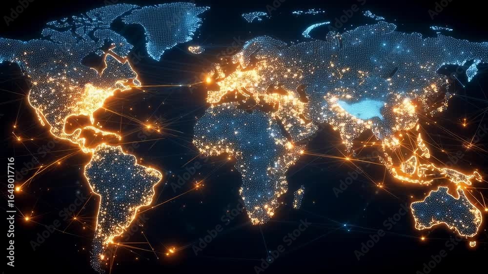 Wall mural a globe with many lights on it. the lights are in different colors and are spread out all over the g