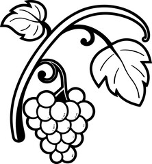 Obraz premium SVG vector illustration of grapevine style.Grapevine Illustration with Leaves and Bunch of Grapes
