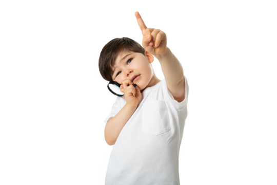 Boy with Magnifying Glass, PNG, isolated on transparent Background - Powered by Adobe