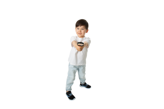 Boy with Magnifying Glass, PNG, isolated on transparent Background