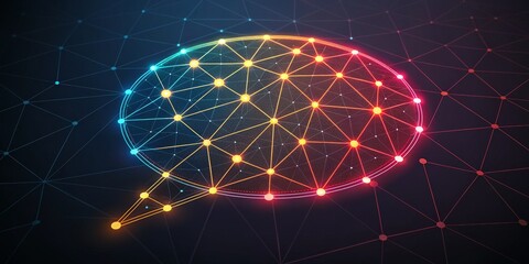 Connected Thought Luminous Network Speech Bubble, data, communication