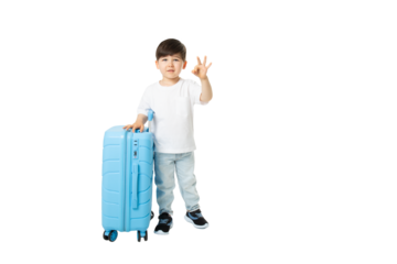 Boy with Suitcase, PNG, isolated on transparent Background