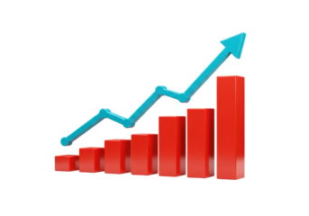 Isolated Growth Bar Graph with Blue Arrow