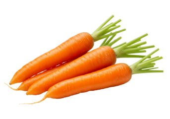 Fresh orange carrots isolated on transparent background studio shot healthy eating vegetable