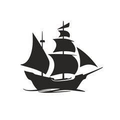 Majestic silhouette of a vintage tall ship, sails unfurled, gracefully navigating the waters, evoking a sense of historical adventure and maritime exploration