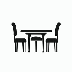 Table silhouette icon set with color options