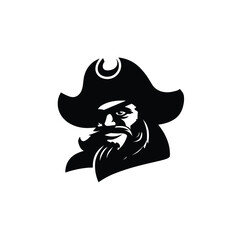 Fearless Pirate Captain A Bold Black and White Illustration