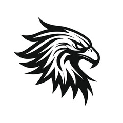 Eagle head logo design with sharp gaze and detailed feathers for team or business identity