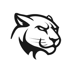 Powerful Feline Striking Cougar Head Illustration for Design Projects