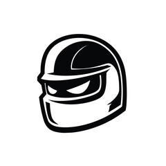 Graphic Illustration of a Racing Helmet Monochrome Design for Motorsports and Speed Enthusiasts.