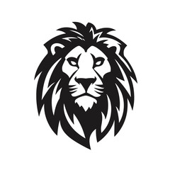 Majestic Lion Head Silhouette Bold Emblem of Strength and Leadership in Black and White