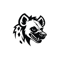 Hyena Head Illustration Striking Black and White Vector Art for Wildlife Design