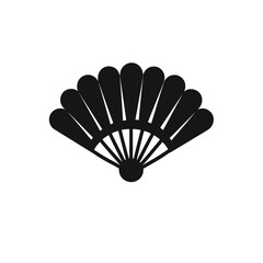 Black Japanese Fan Icon Vector Graphic Illustration On White Background