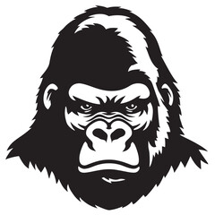 Powerful Gorilla Head Vector Illustration A Striking Black and White Design