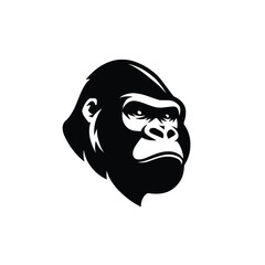 Gorilla Head Illustration Powerful Black and White Design