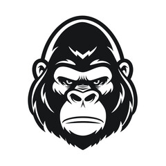 Powerful Gorilla Head Illustration Mascot Design, Vector Art