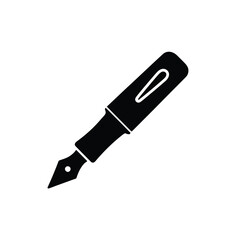 Elegant black fountain pen icon, a classic symbol of writing, knowledge, and creative expression. Ideal for design projects focusing on education, business, or artistic concepts.